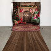 Lofaris Indoor Wood Floor Family Xmas Backdrop For Photo